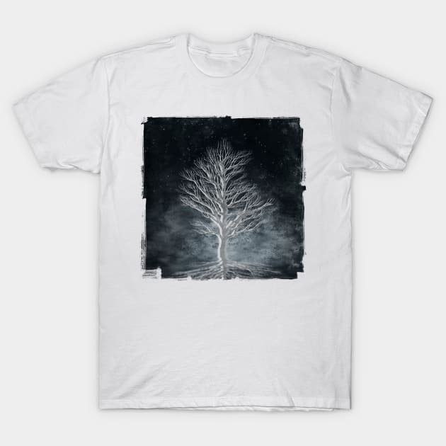 Dream Tree - Night Scene With Single Tree T-Shirt by DyrkWyst